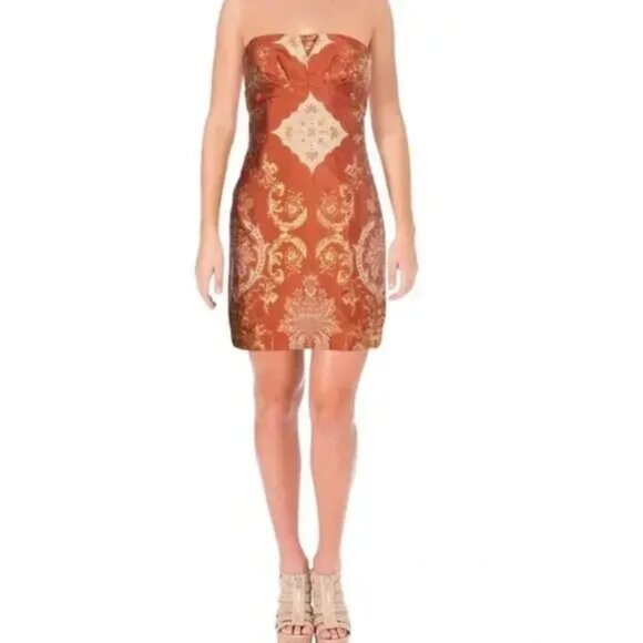 Free People Strapless Damask Mini Dress - Picture 1 of 16